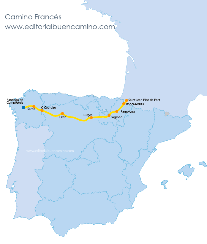 Mapa del Camino de Santiago Francï¿½s