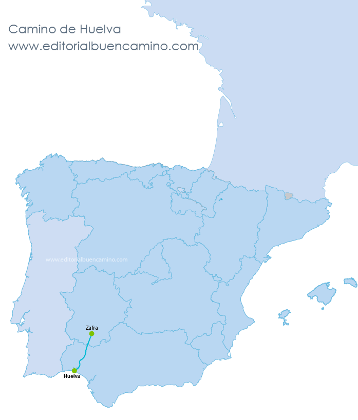 Mapa del Camino desde Huelva - Ruta del Sur