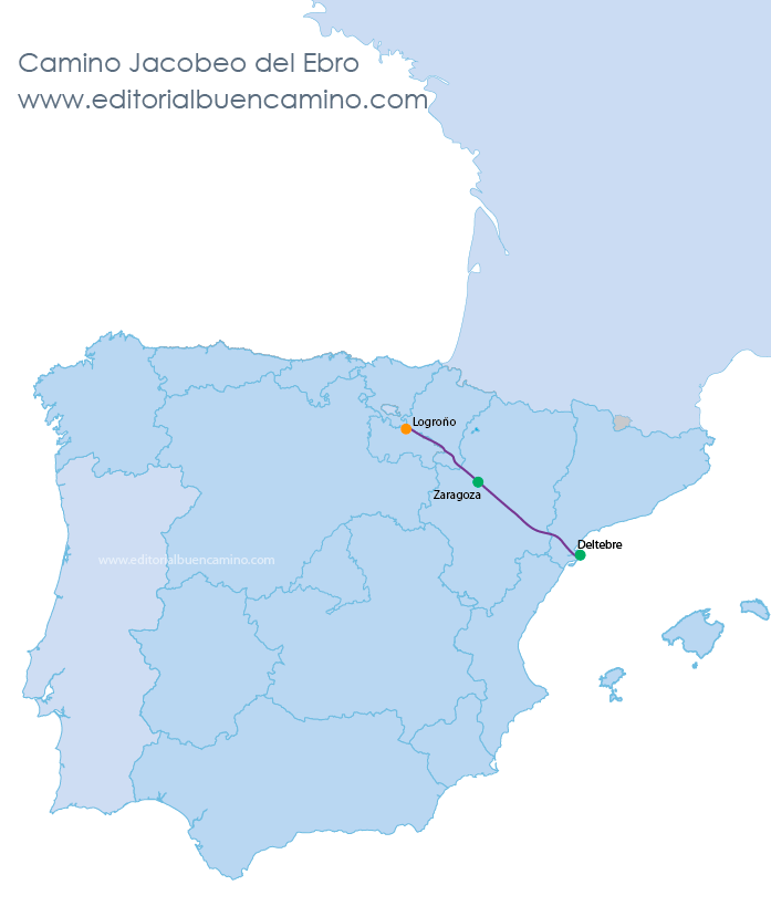 Mapa del Camino Jacobeo del Ebro.