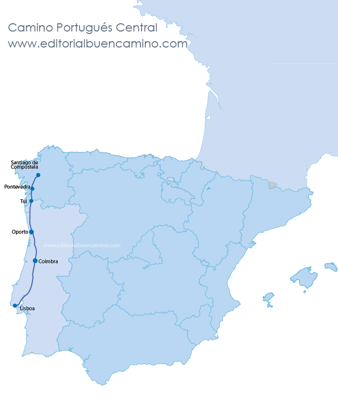 Mapa del Camino Portugués Central