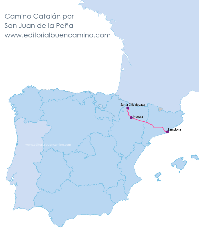 Mapa del Camino Catalán por San Juan de la Peña